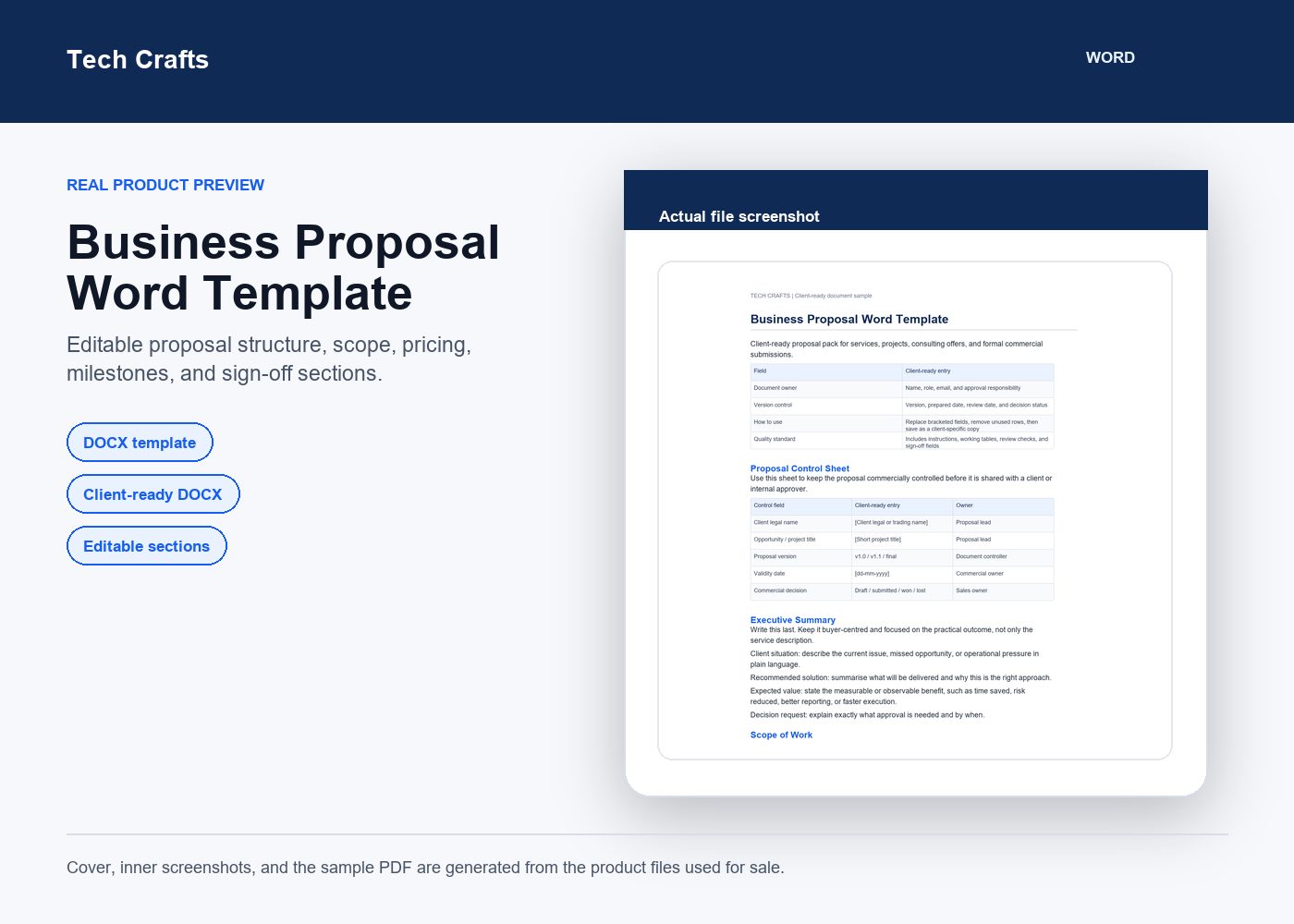 Business Proposal Word Template - cover screenshot