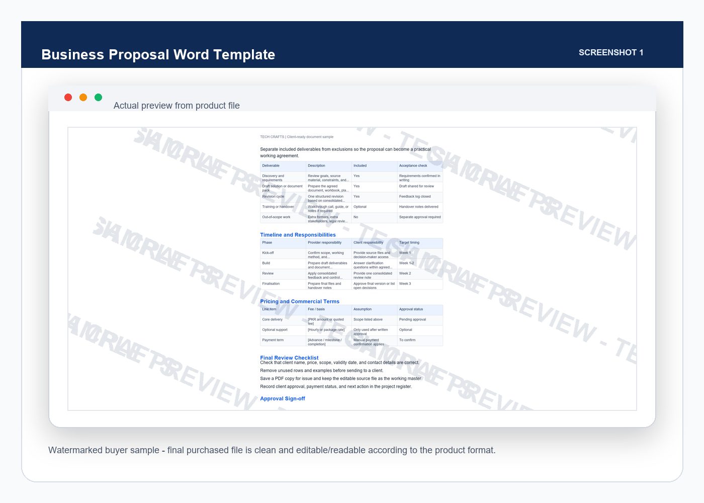 Business Proposal Word Template - inner 01 screenshot
