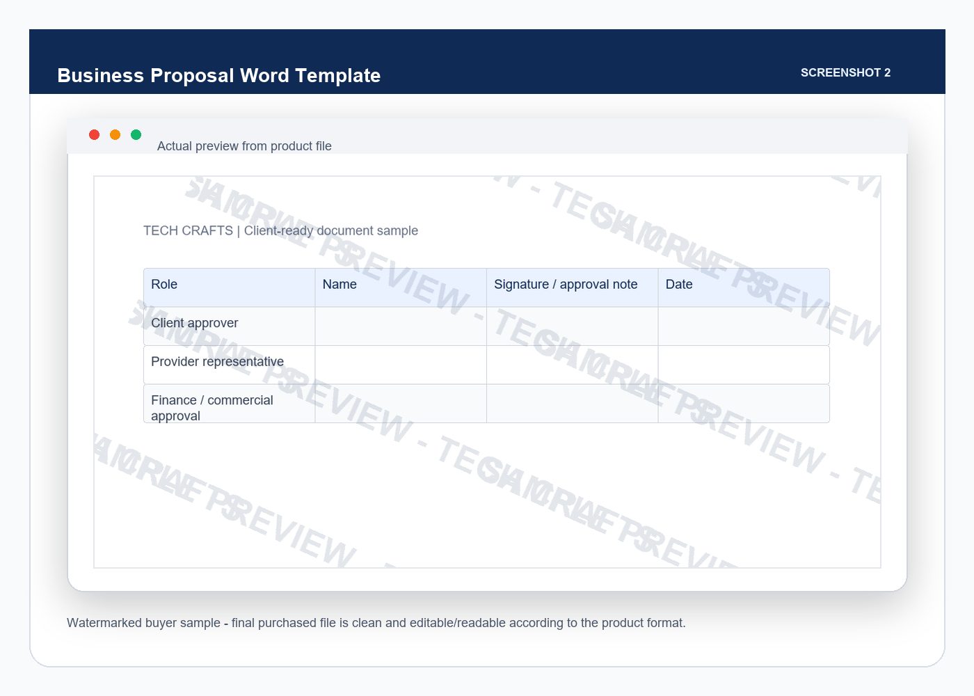 Business Proposal Word Template - inner 02 screenshot