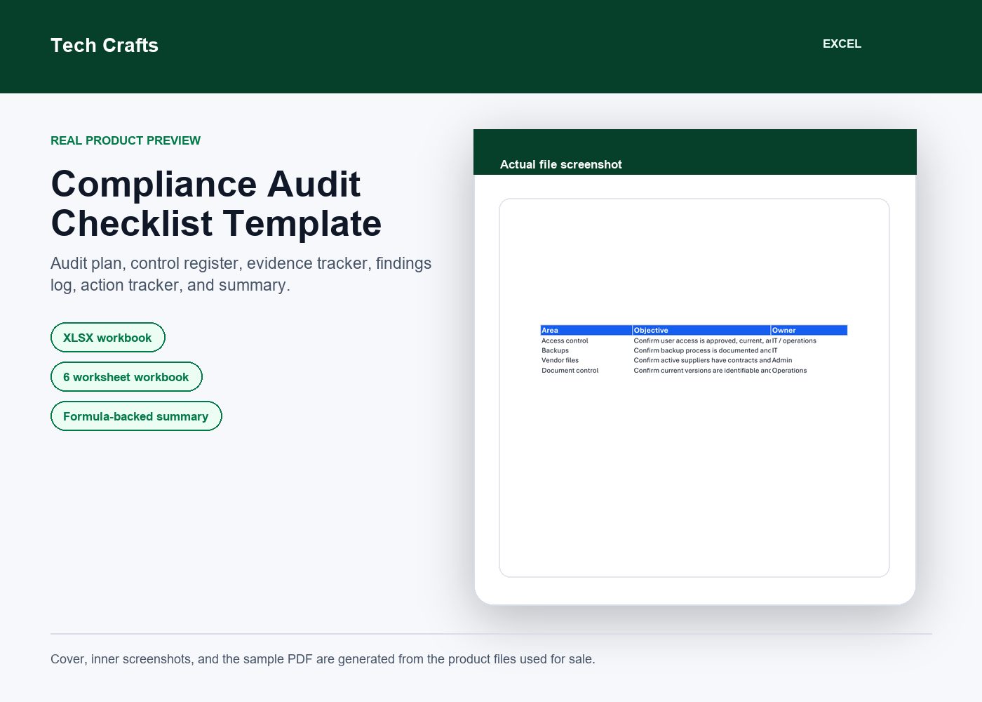 Compliance Audit Checklist Template - cover screenshot