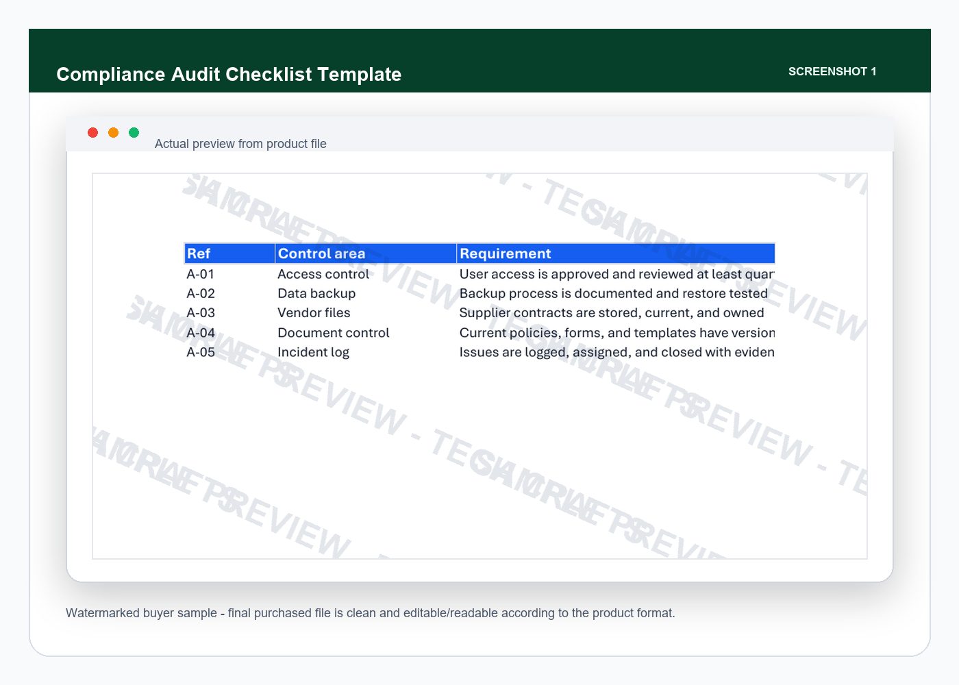 Compliance Audit Checklist Template - inner 01 screenshot