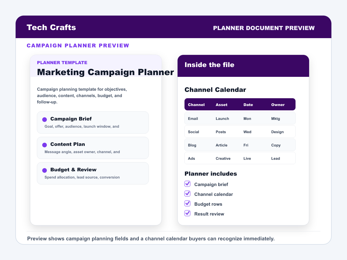 Marketing Campaign Planner Template preview