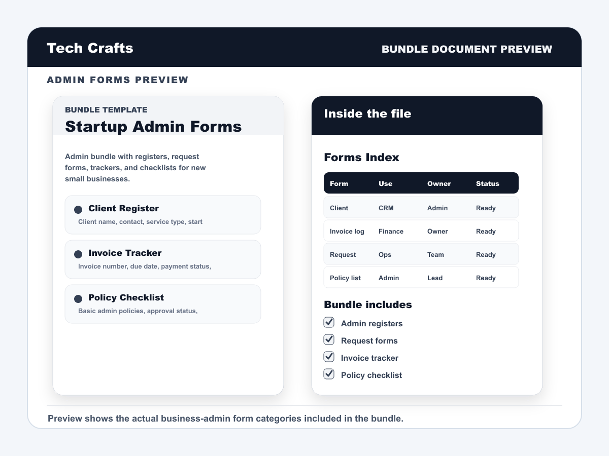Startup Admin Forms Bundle preview